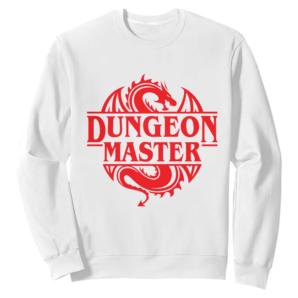 Funny Dungeon Master Sweatshirt RPG Gamer D20 Tabletop Red Dragon TS11 White Print Your Wear