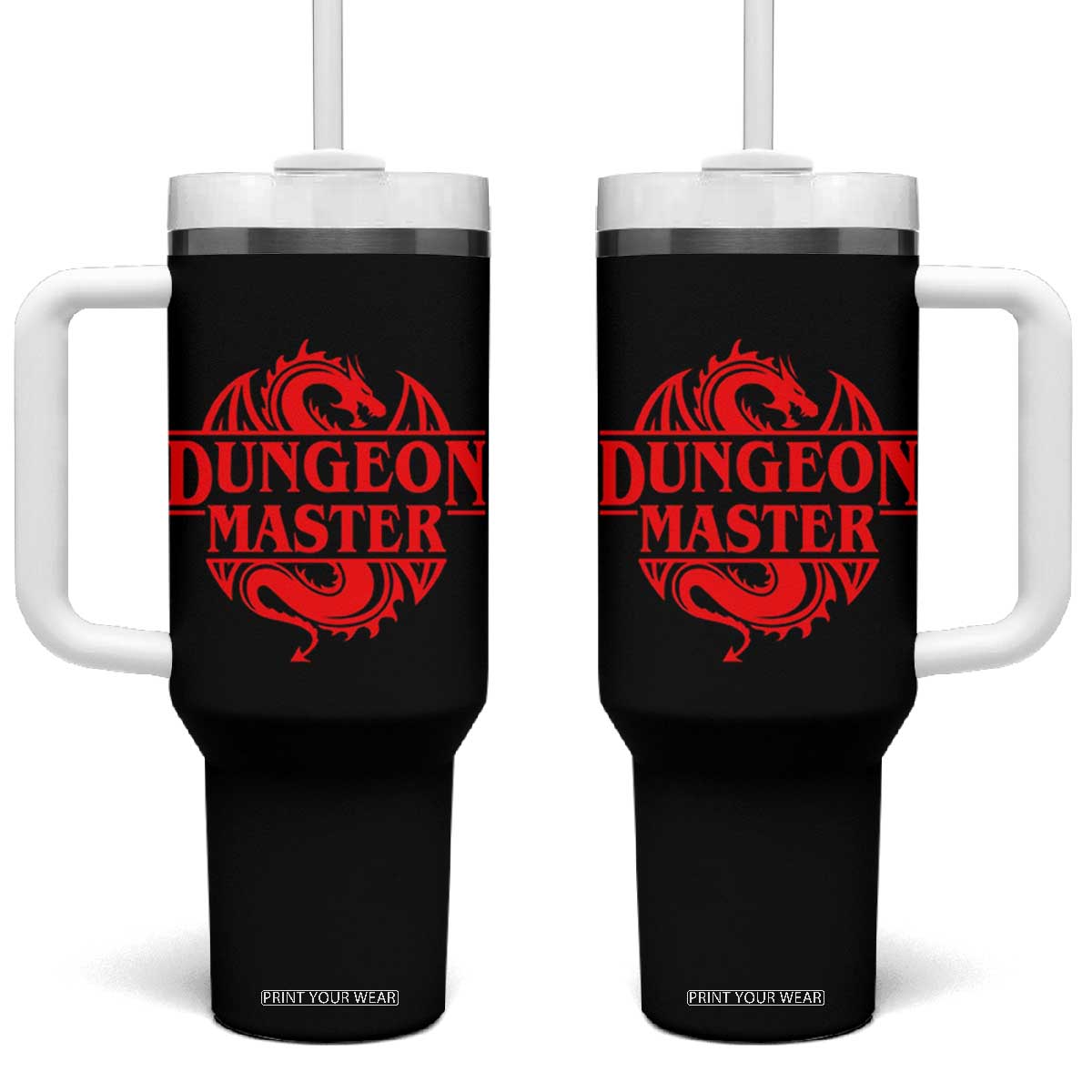 Funny Dungeon Master Tumbler With Handle RPG Gamer D20 Tabletop Red Dragon TS11 One Size: 40 oz Black Print Your Wear