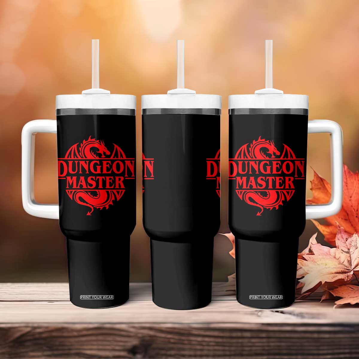 Funny Dungeon Master Tumbler With Handle RPG Gamer D20 Tabletop Red Dragon TS11 Print Your Wear