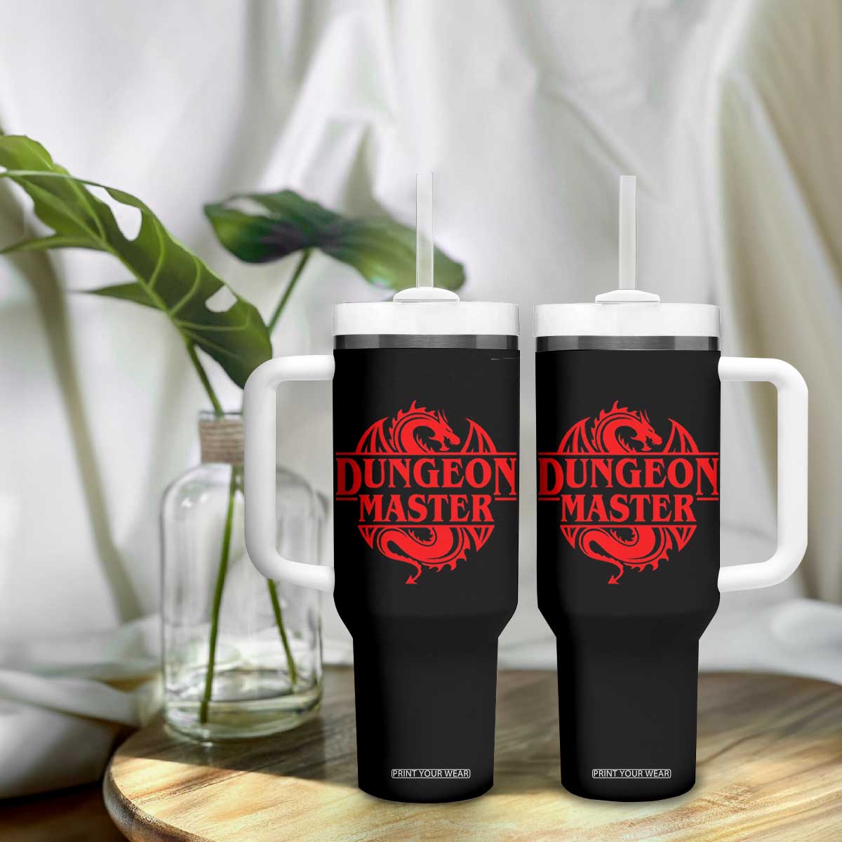 Funny Dungeon Master Tumbler With Handle RPG Gamer D20 Tabletop Red Dragon TS11 Print Your Wear