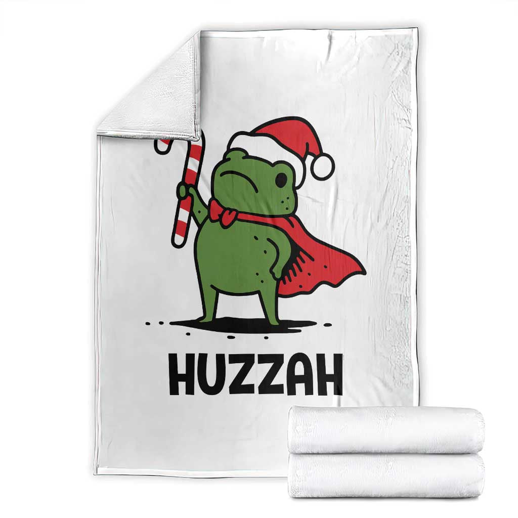 Funny Christmas Huzzah Frog Knight Meme Quote Throw Blanket TS11 White Print Your Wear