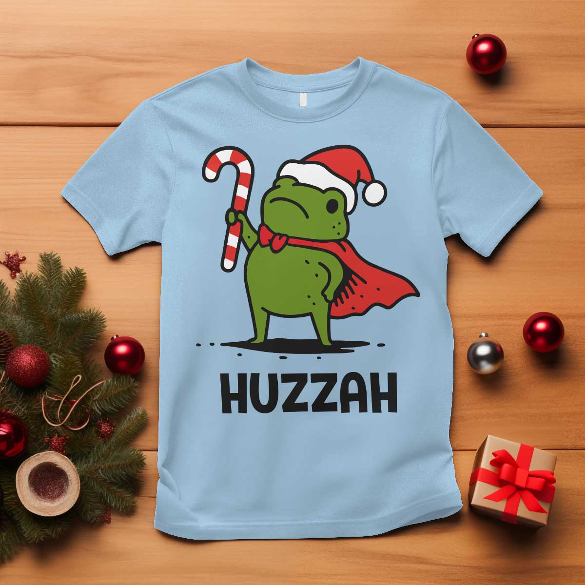 Funny Christmas Huzzah Frog Knight Meme Quote T Shirt TS11 Light Blue Print Your Wear