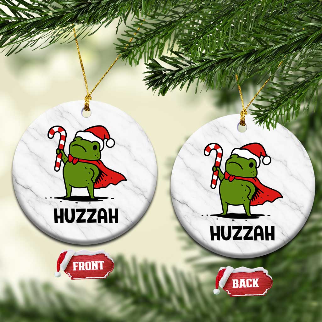Funny Christmas Huzzah Frog Knight Meme Quote Ceramic Ornament TS11 1pc White Marble Print Your Wear