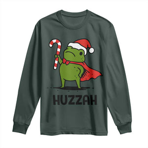 Funny Christmas Huzzah Frog Knight Meme Quote Long Sleeve Shirt TS11 Dark Forest Green Print Your Wear