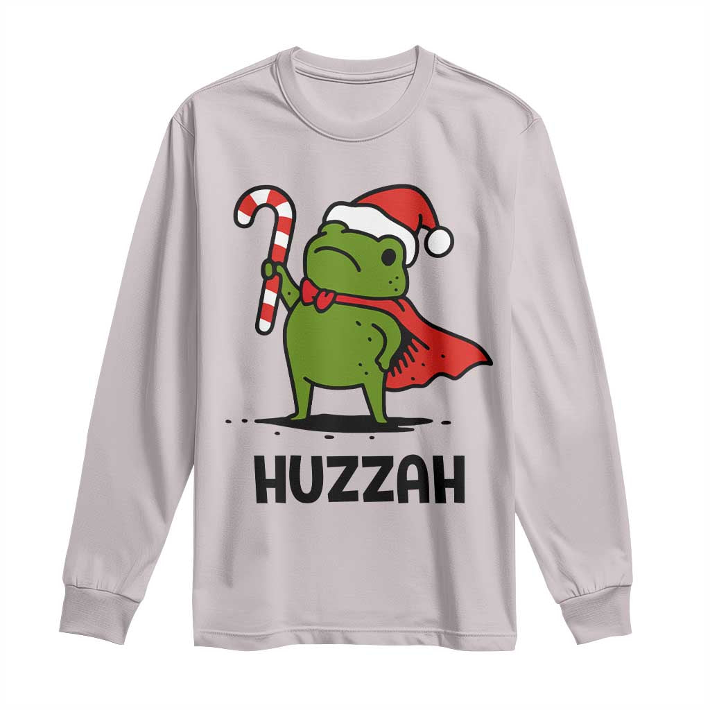 Funny Christmas Huzzah Frog Knight Meme Quote Long Sleeve Shirt TS11 Ice Gray Print Your Wear