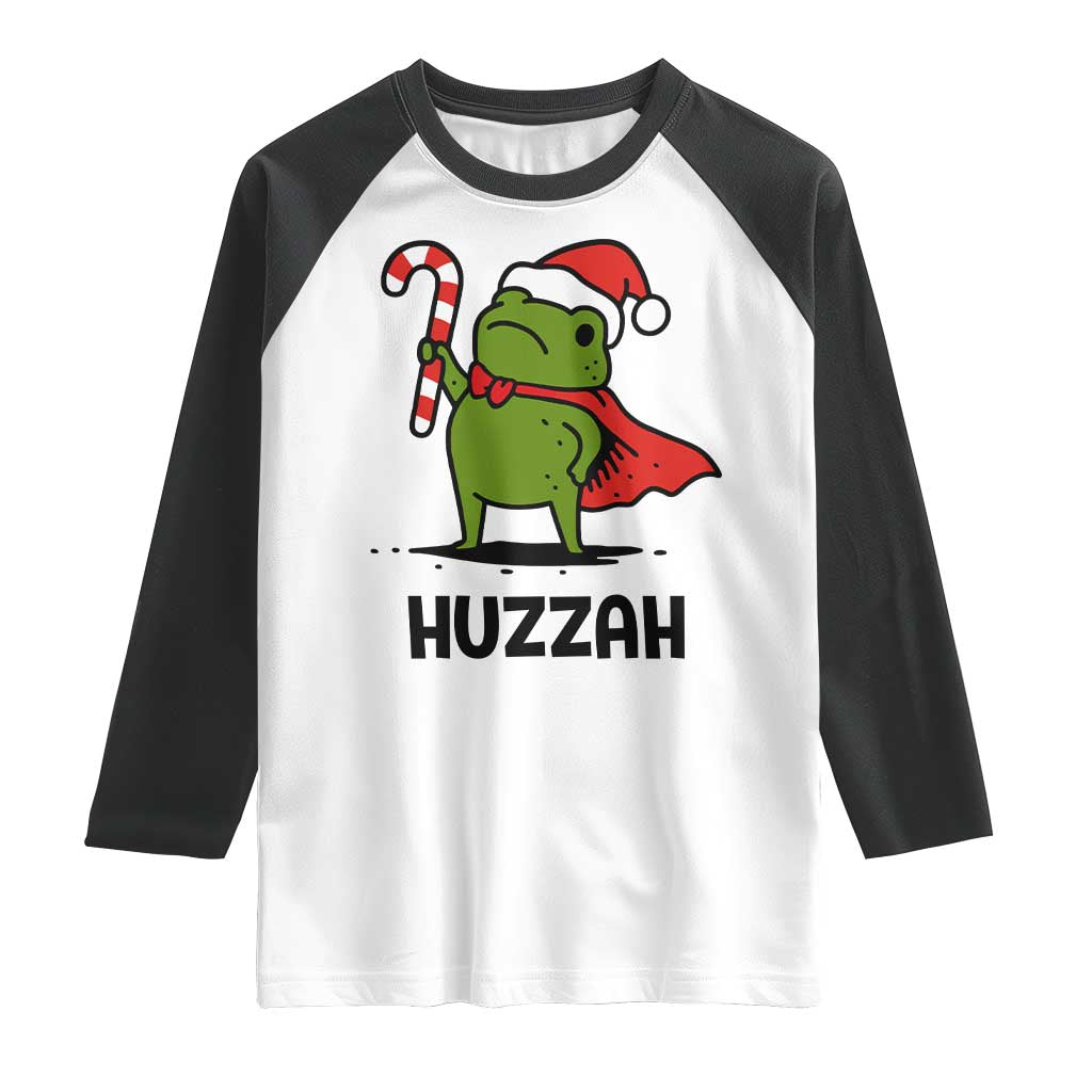 Funny Christmas Huzzah Frog Knight Meme Quote Raglan Shirt TS11 White Black Print Your Wear
