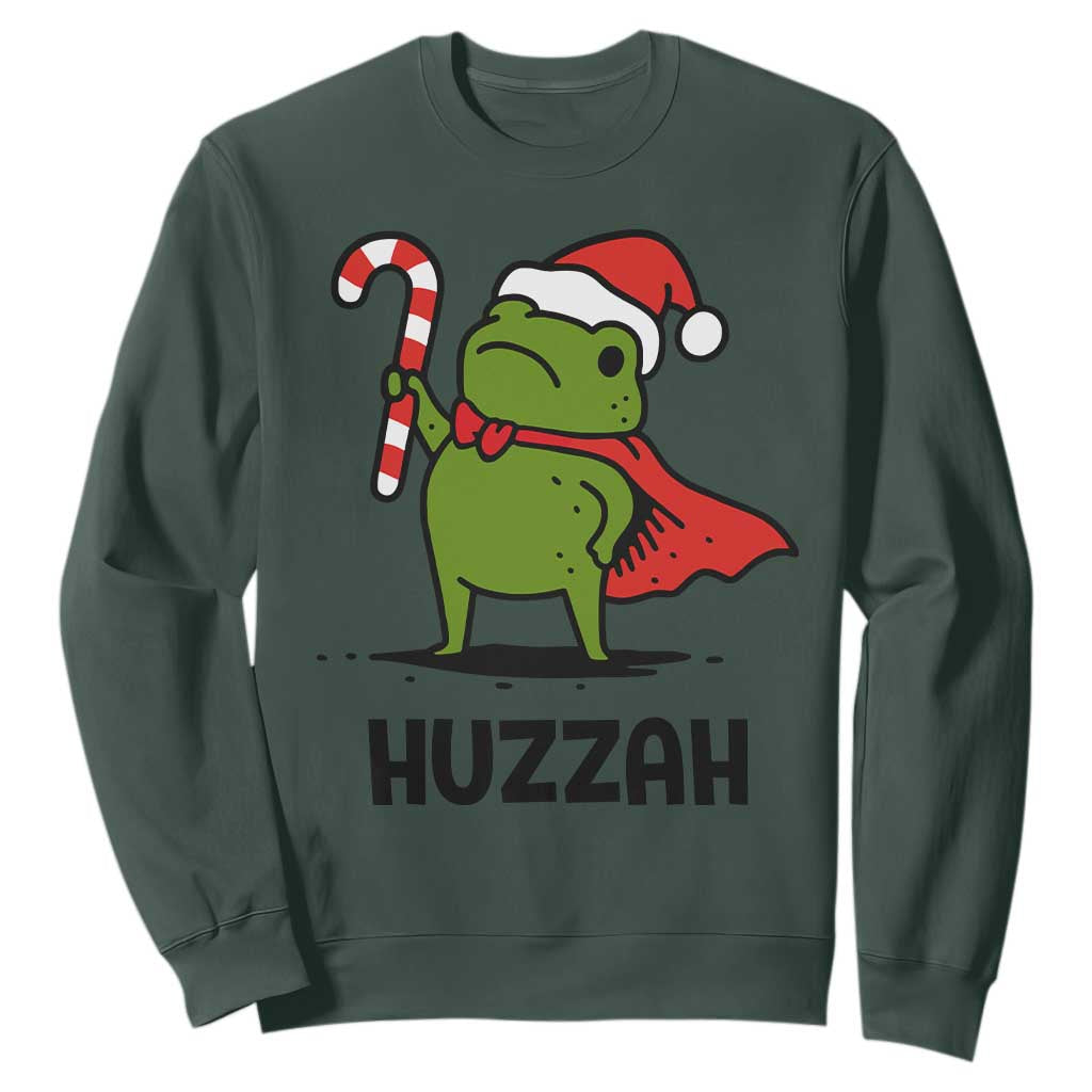 Funny Christmas Huzzah Frog Knight Meme Quote Sweatshirt TS11 Dark Forest Green Print Your Wear