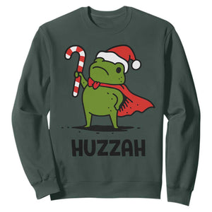 Funny Christmas Huzzah Frog Knight Meme Quote Sweatshirt TS11 Dark Forest Green Print Your Wear