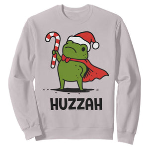 Funny Christmas Huzzah Frog Knight Meme Quote Sweatshirt TS11 Ice Gray Print Your Wear