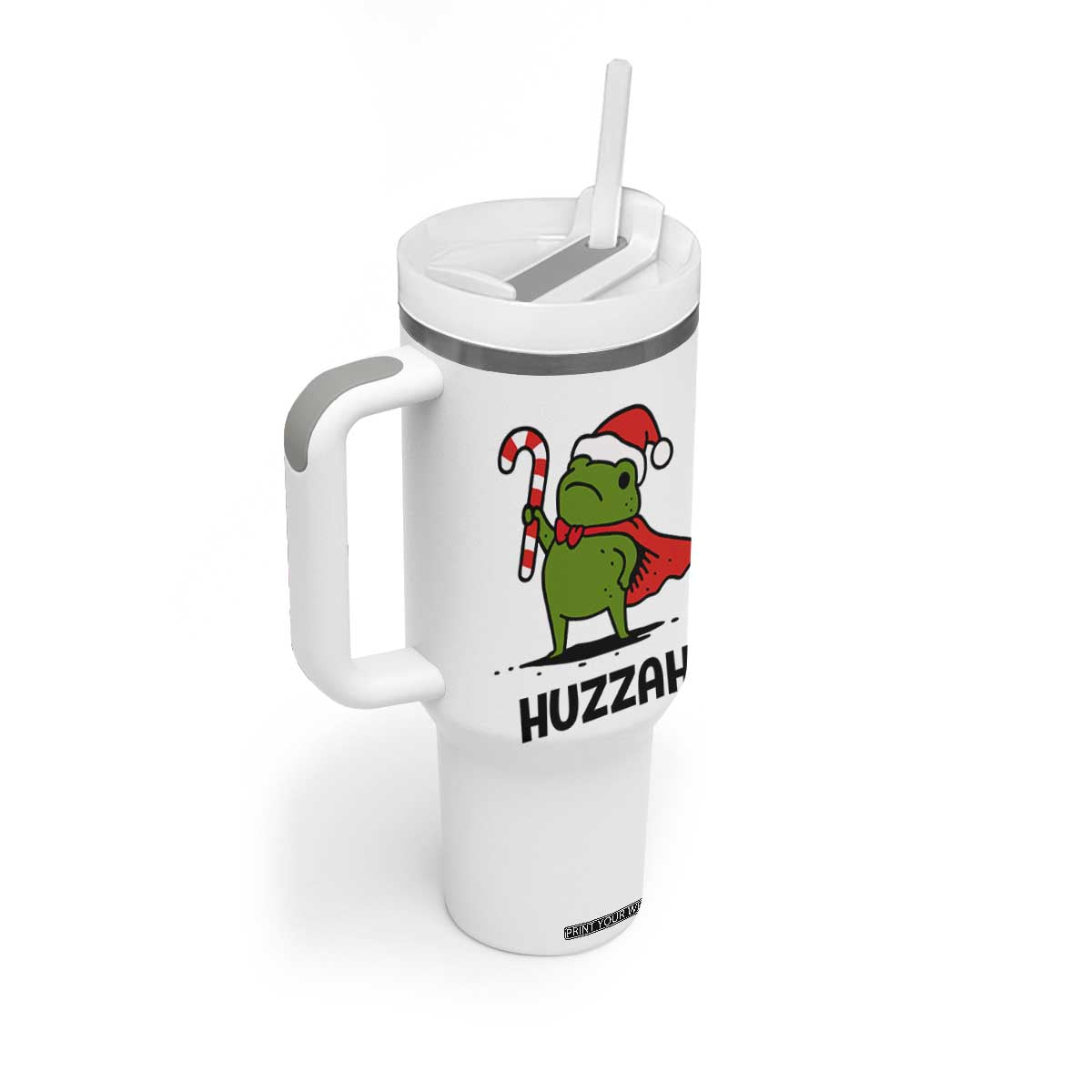 Funny Christmas Huzzah Frog Knight Meme Quote Tumbler With Handle TS11 Print Your Wear