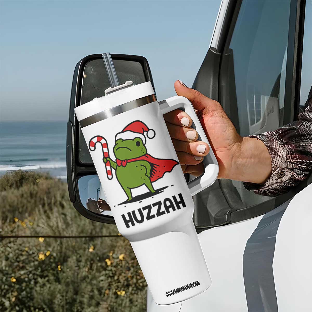 Funny Christmas Huzzah Frog Knight Meme Quote Tumbler With Handle TS11 Print Your Wear