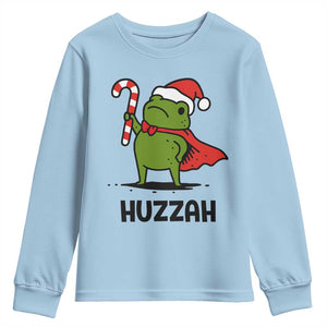 Funny Christmas Huzzah Frog Knight Meme Quote Youth Sweatshirt TS11 Light Blue Print Your Wear