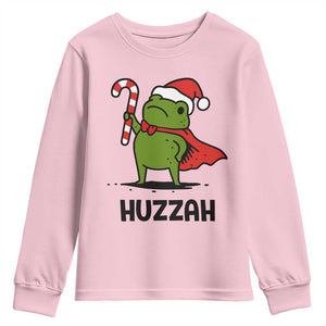 Funny Christmas Huzzah Frog Knight Meme Quote Youth Sweatshirt TS11 Light Pink Print Your Wear