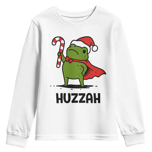 Funny Christmas Huzzah Frog Knight Meme Quote Youth Sweatshirt TS11 White Print Your Wear