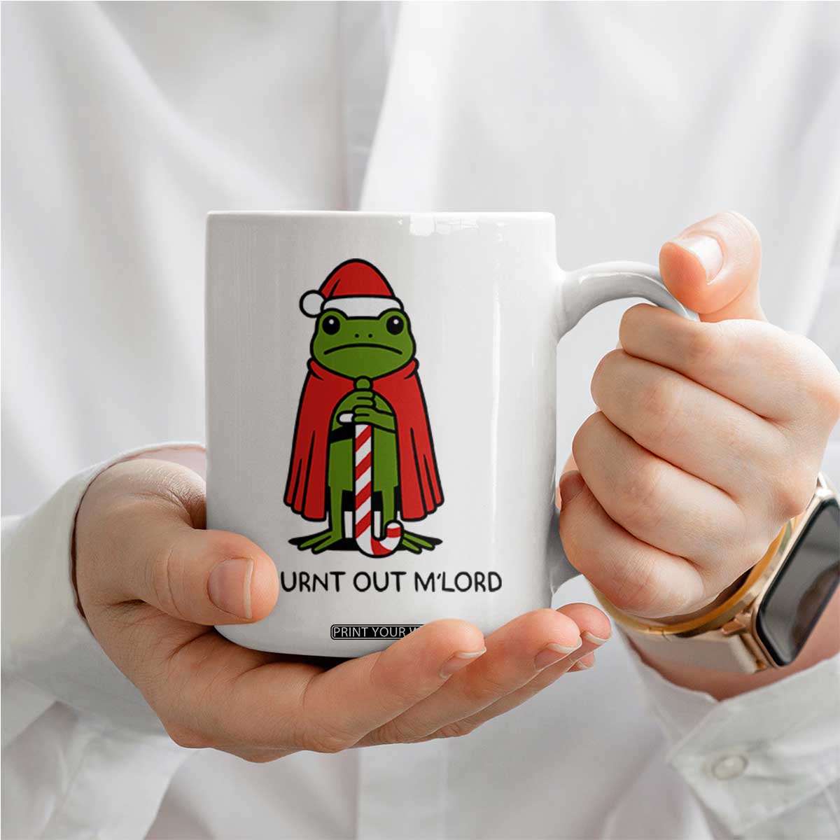 Funny Christmas Frog Knight Coffee Mug I Am Burnt Out M Lord Medieval Meme TS11 Print Your Wear