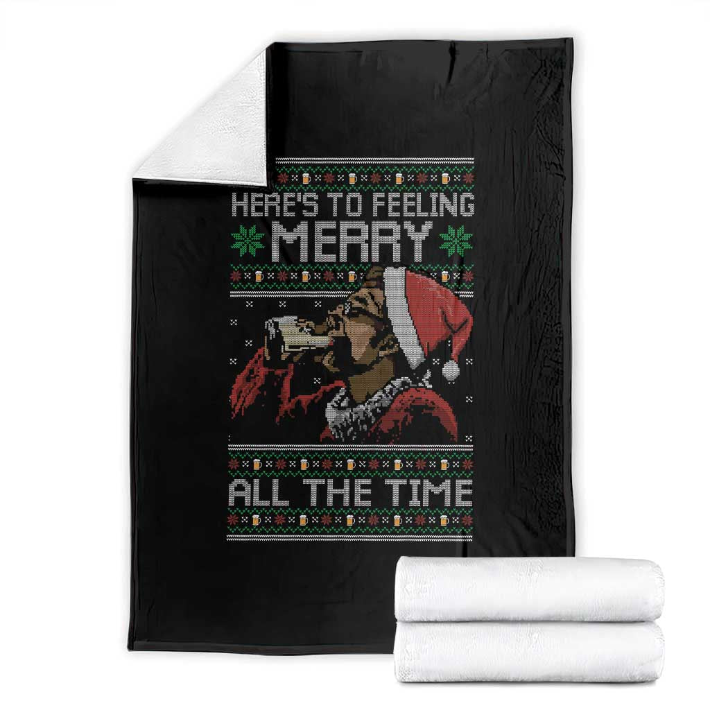 Here To Feeling Merry All The Time Christmas Throw Blanket Funny Xmas Comedy Movie TS11 Black Print Your Wear