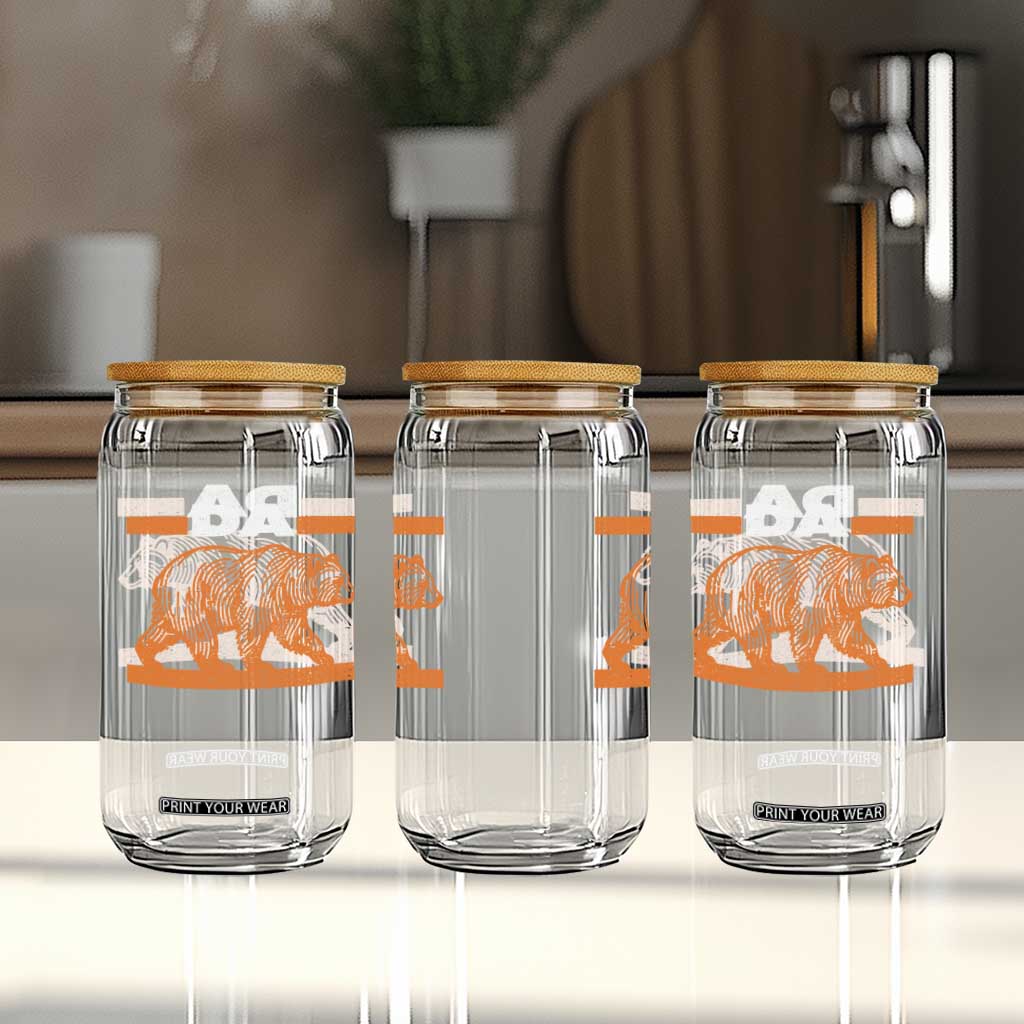 Bear Lover Glass Can Funny Wildlife Orange Bear Walking TS11 Print Your Wear