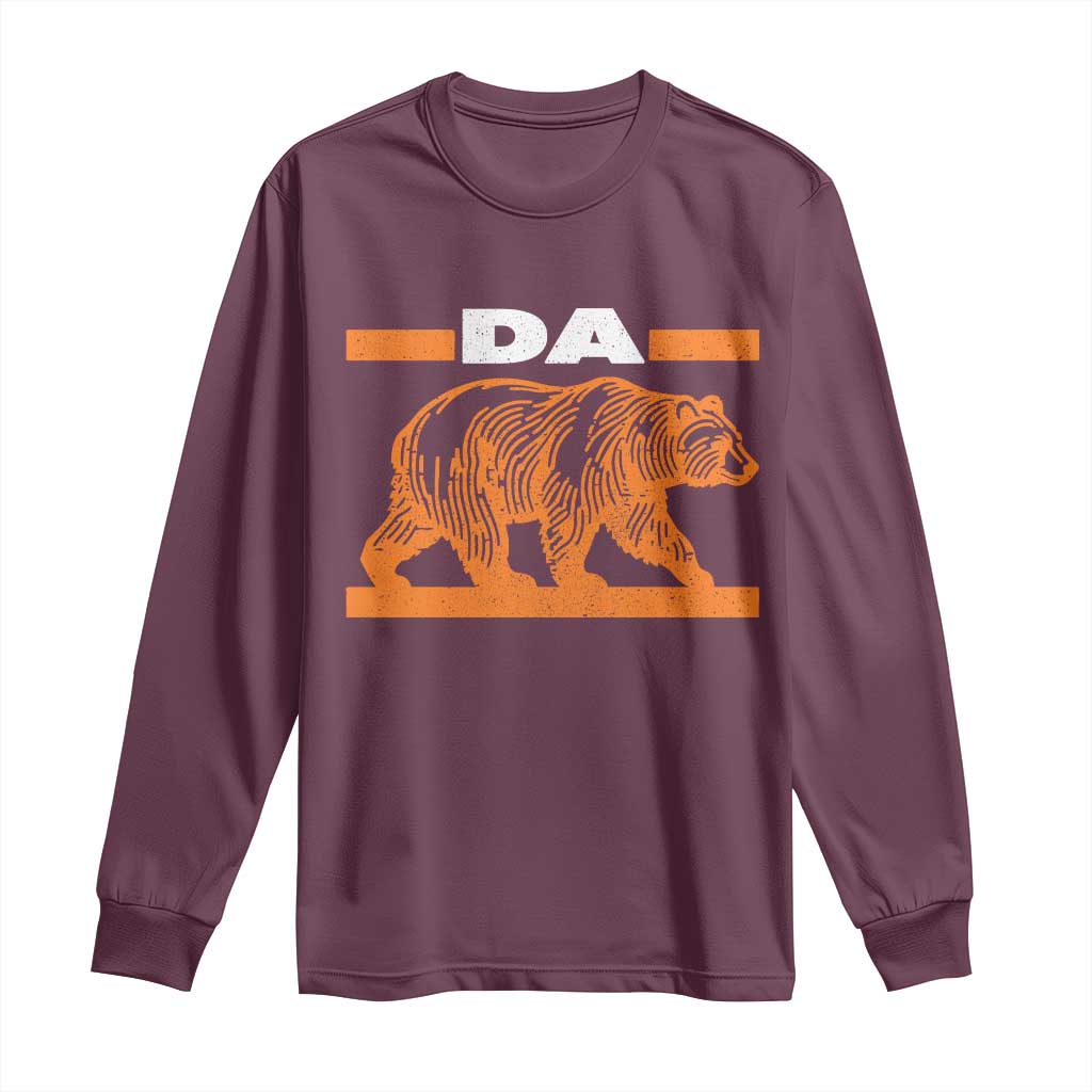 Bear Lover Long Sleeve Shirt Funny Wildlife Orange Bear Walking TS11 Maroon Print Your Wear