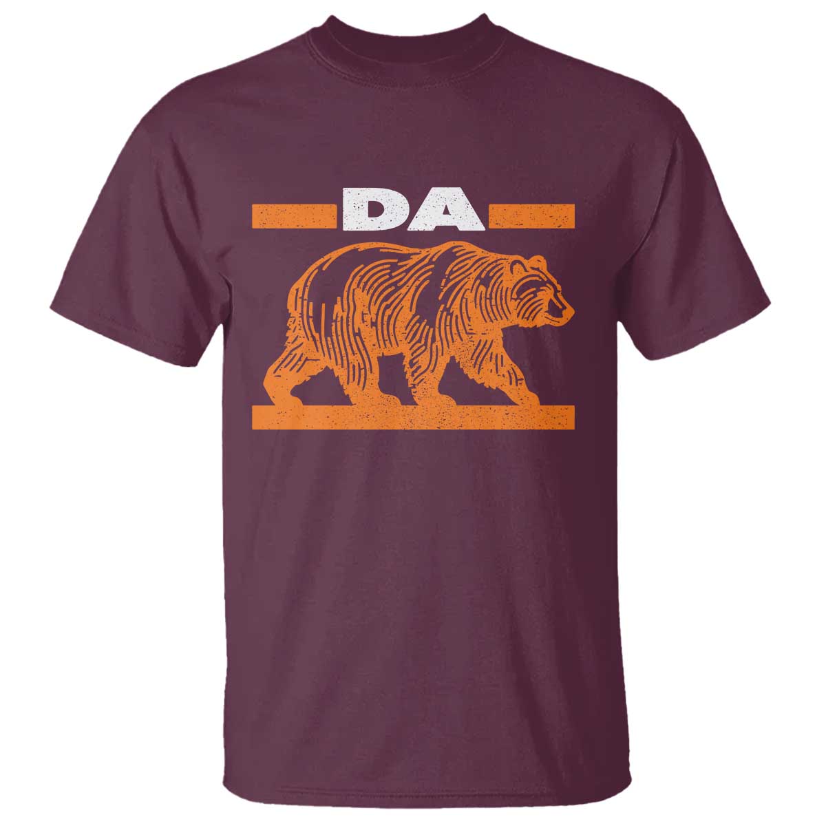 Bear Lover T Shirt Funny Wildlife Orange Bear Walking TS11 Maroon Print Your Wear