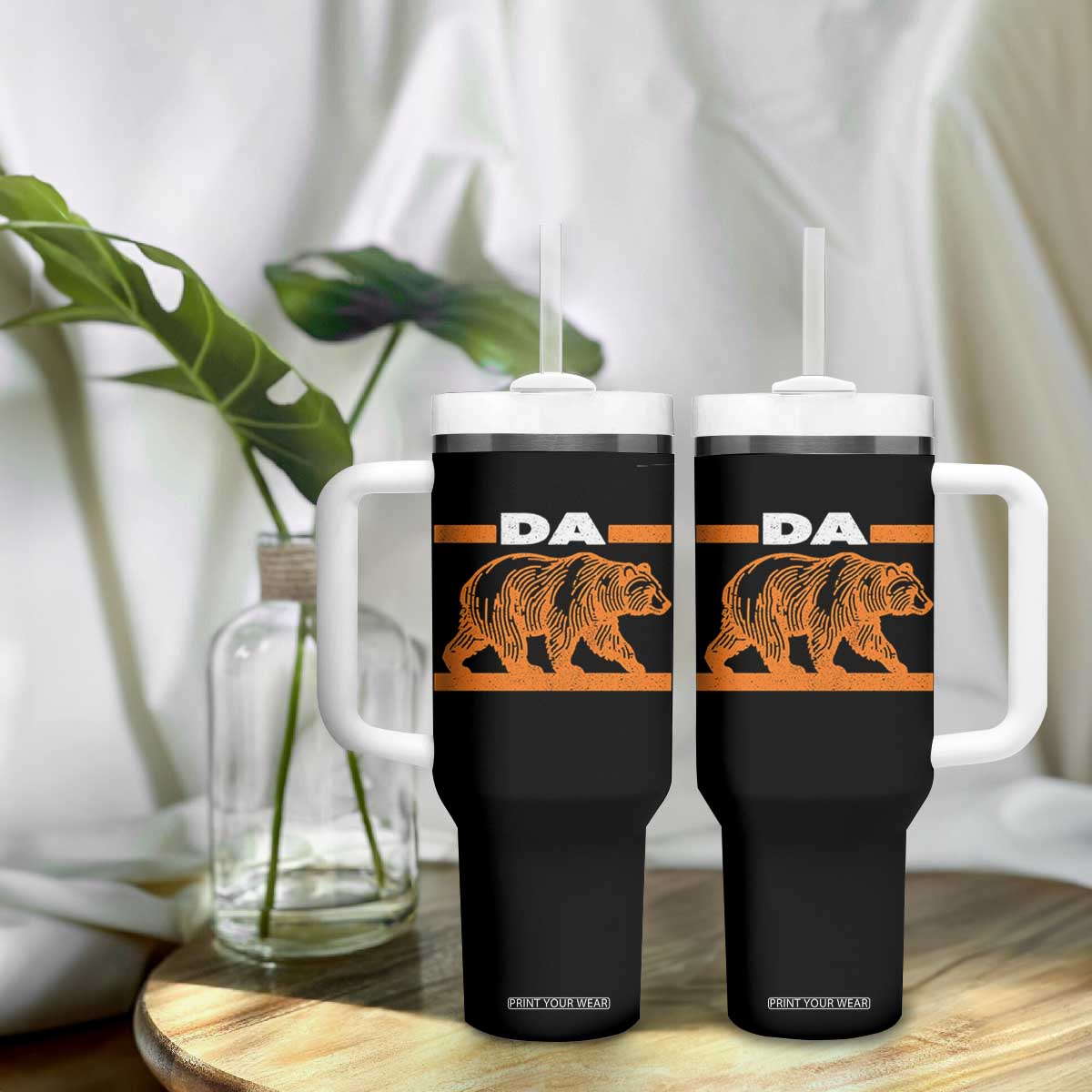 Bear Lover Tumbler With Handle Funny Wildlife Orange Bear Walking TS11 Print Your Wear