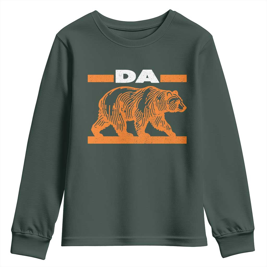 Bear Lover Youth Sweatshirt Funny Wildlife Orange Bear Walking TS11 Dark Forest Green Print Your Wear