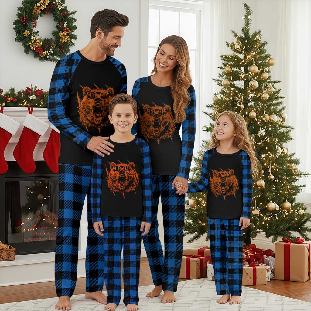 Wildlife Grizzly Bear Chicago Lover Plaid Pajama Set TS11 Blue Plaid Print Your Wear