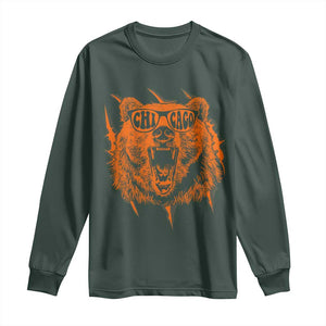 Wildlife Grizzly Bear Chicago Lover Long Sleeve Shirt TS11 Dark Forest Green Print Your Wear