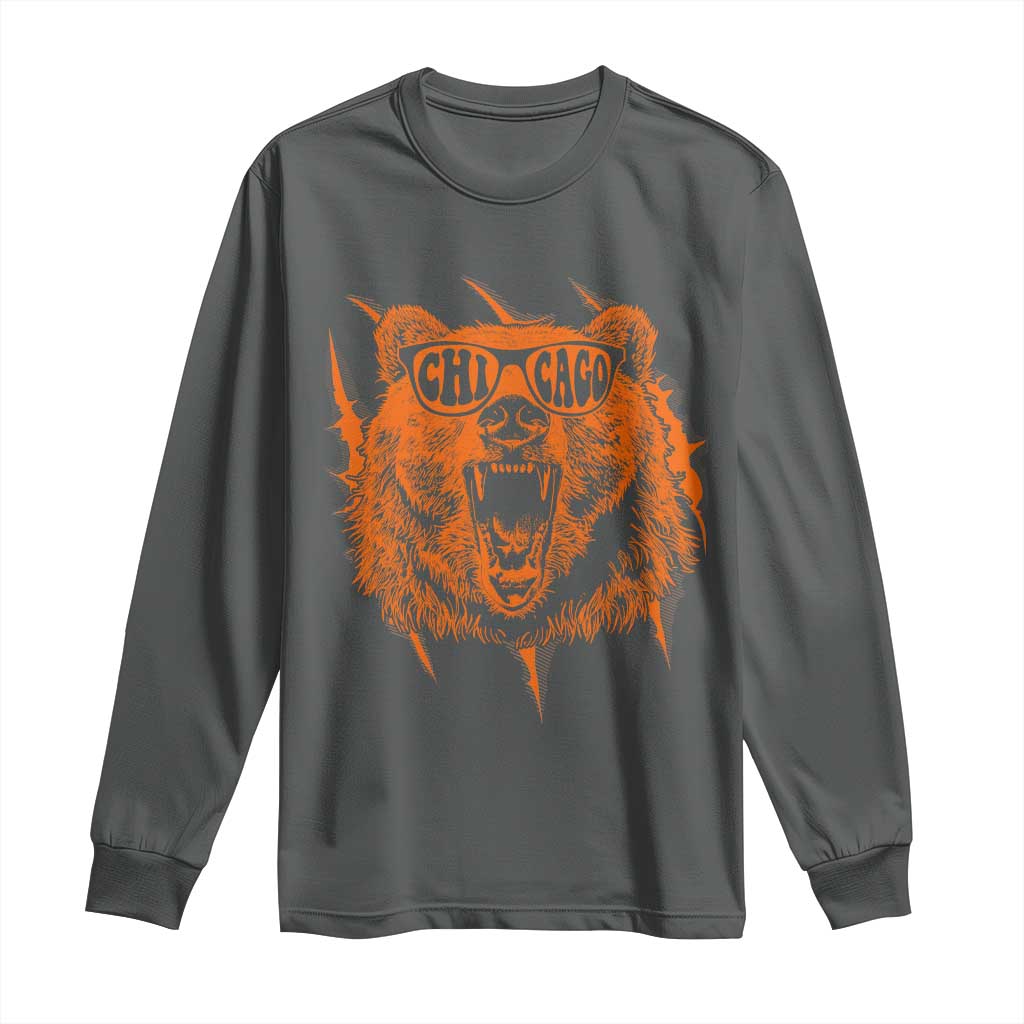 Wildlife Grizzly Bear Chicago Lover Long Sleeve Shirt TS11 Dark Heather Print Your Wear