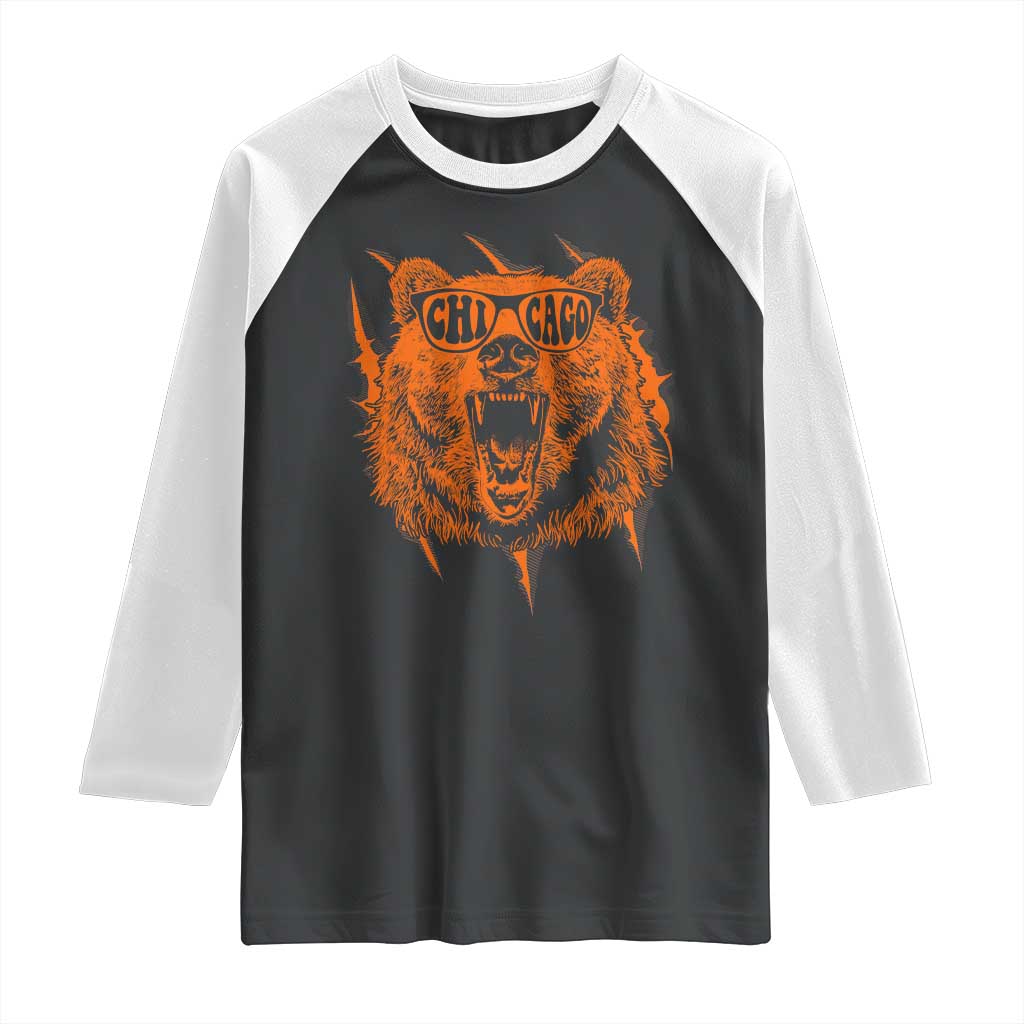 Wildlife Grizzly Bear Chicago Lover Raglan Shirt TS11 Black White Print Your Wear