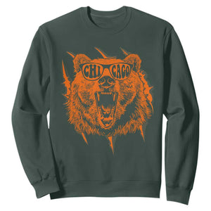 Wildlife Grizzly Bear Chicago Lover Sweatshirt TS11 Dark Forest Green Print Your Wear