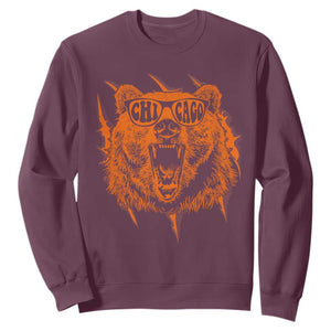 Wildlife Grizzly Bear Chicago Lover Sweatshirt TS11 Maroon Print Your Wear