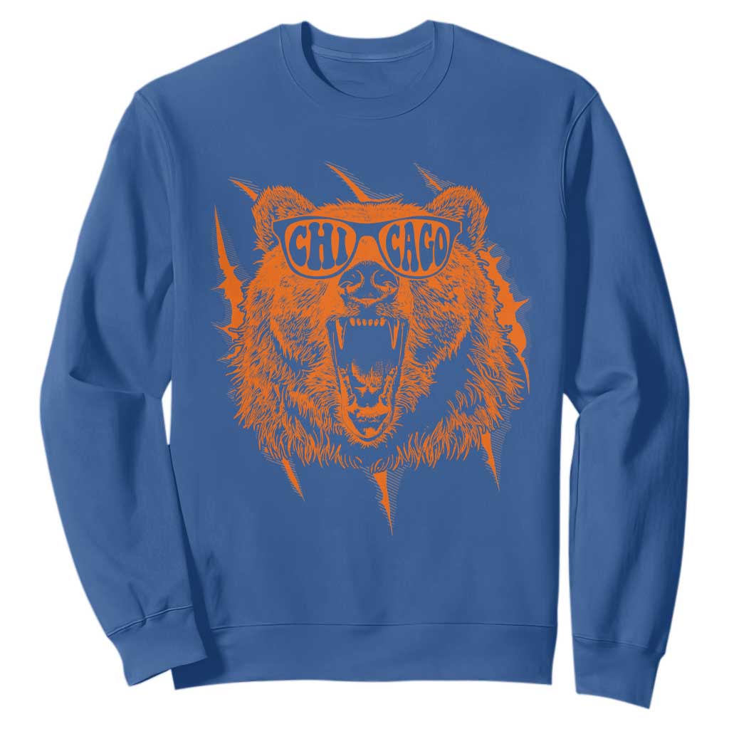 Wildlife Grizzly Bear Chicago Lover Sweatshirt TS11 Royal Blue Print Your Wear