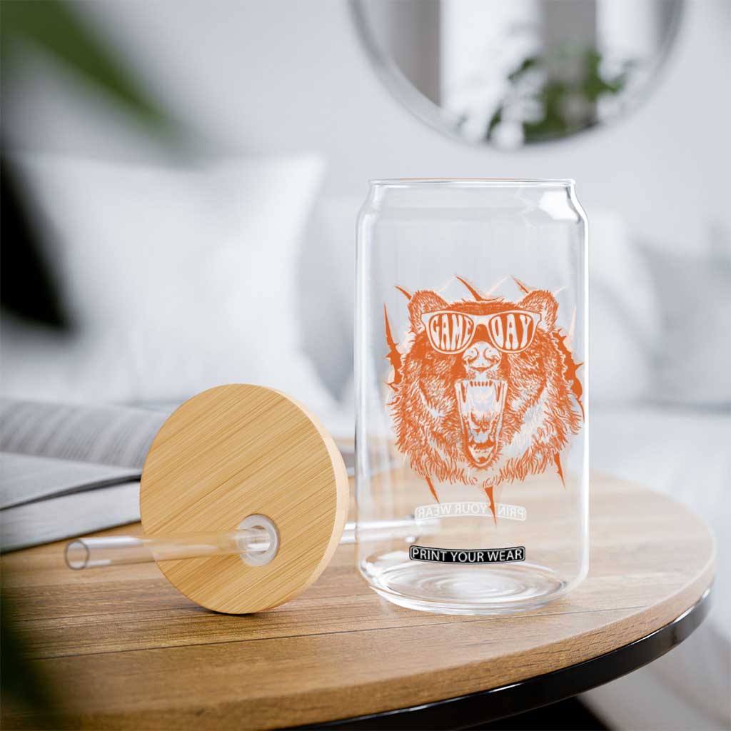 Funny Grizzly Bear Sport Fan Game Day Glass Can TS11 Print Your Wear