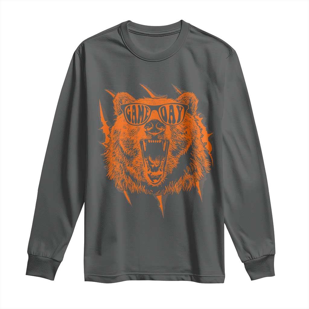 Funny Grizzly Bear Sport Fan Game Day Long Sleeve Shirt TS11 Dark Heather Print Your Wear