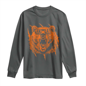 Funny Grizzly Bear Sport Fan Game Day Long Sleeve Shirt TS11 Dark Heather Print Your Wear