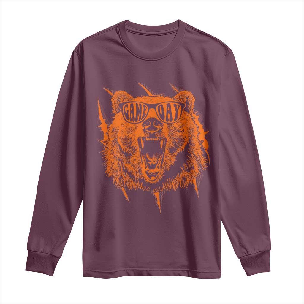 Funny Grizzly Bear Sport Fan Game Day Long Sleeve Shirt TS11 Maroon Print Your Wear