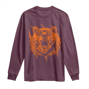 Funny Grizzly Bear Sport Fan Game Day Long Sleeve Shirt TS11 Maroon Print Your Wear