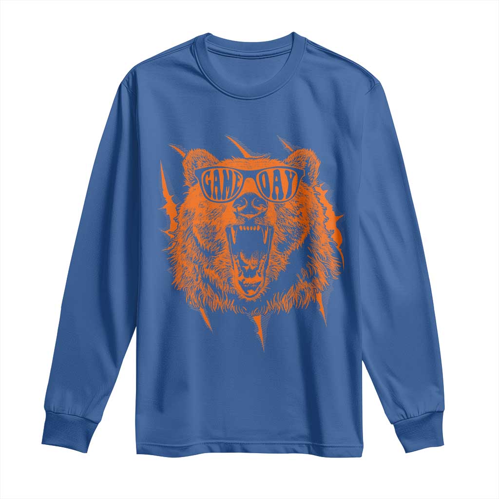 Funny Grizzly Bear Sport Fan Game Day Long Sleeve Shirt TS11 Royal Blue Print Your Wear