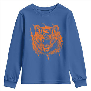 Funny Grizzly Bear Sport Fan Game Day Youth Sweatshirt TS11 Royal Blue Print Your Wear