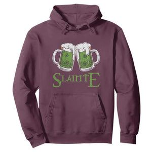 Funny Irish Beer Drinking Hoodie Slainte St Patrick's Day Shamrock Beer Mugs TS11 Maroon Print Your Wear