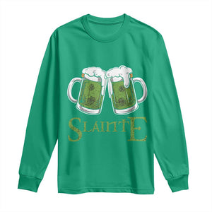 Funny Irish Beer Drinking Long Sleeve Shirt Slainte St Patrick's Day Shamrock Beer Mugs TS11 Irish Green Print Your Wear