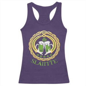 Funny Irish Beer Drinking St Patrick's Day Slainte Racerback Tank Top Claddagh Ring Celtic Shamrock TS11 Purple Print Your Wear