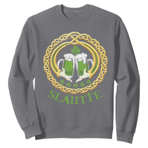 Funny Irish Beer Drinking St Patrick's Day Slainte Sweatshirt Claddagh Ring Celtic Shamrock TS11 Charcoal Print Your Wear