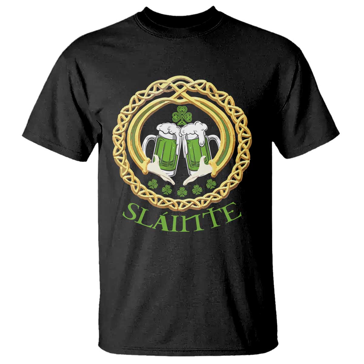 Funny Irish Beer Drinking St Patrick's Day Slainte T Shirt Claddagh Ring Celtic Shamrock TS11 Black Print Your Wear