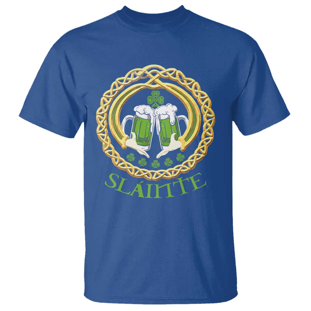 Funny Irish Beer Drinking St Patrick's Day Slainte T Shirt Claddagh Ring Celtic Shamrock TS11 Royal Blue Print Your Wear