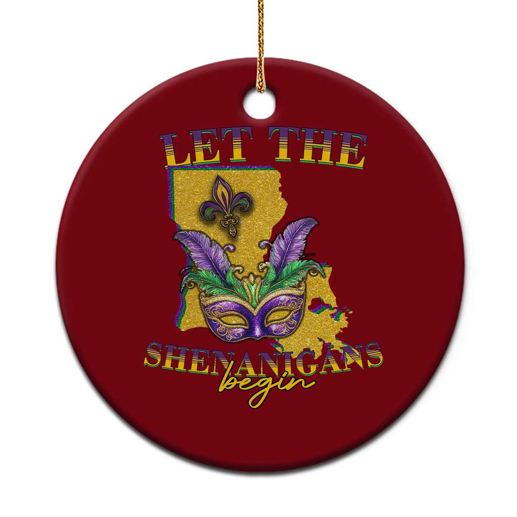 Funny Mardi Gras Let The Shenanigans Begin Ceramic Ornament Louisiana Map TS11 1pc Red Print Your Wear