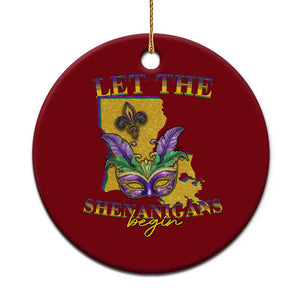Funny Mardi Gras Let The Shenanigans Begin Ceramic Ornament Louisiana Map TS11 1pc Red Print Your Wear
