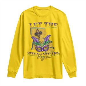 Funny Mardi Gras Let The Shenanigans Begin Long Sleeve Shirt Louisiana Map TS11 Daisy Print Your Wear