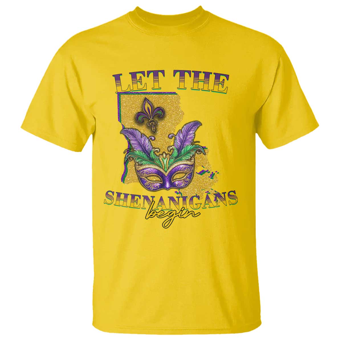 Funny Mardi Gras Let The Shenanigans Begin T Shirt Louisiana Map TS11 Daisy Print Your Wear