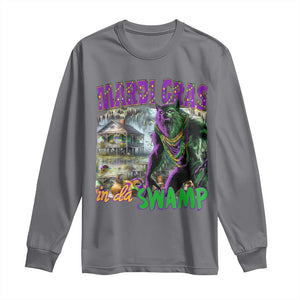 Funny Mardi Gras Rougarou Long Sleeve Shirt Mardi Gras In Da Swamp Cryptids Of Louisiana TS11 Charcoal Print Your Wear